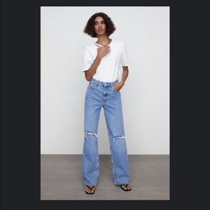 Size 12 Wide Leg Full  Length Ripped Jeans